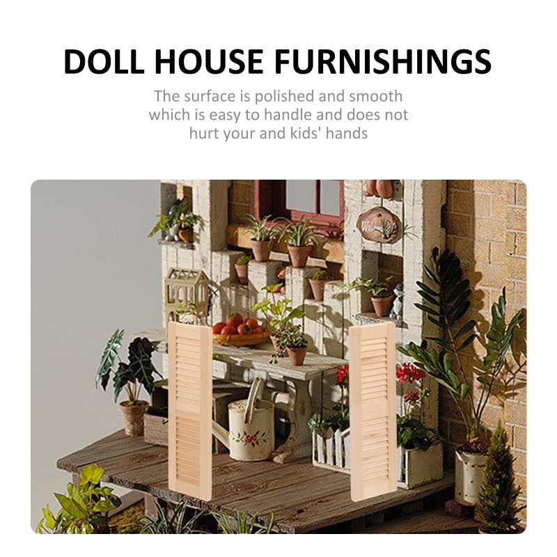 هيلفتي رف كتب Healifty House بمقياس 1:12، مصراع نافذة صغير، زخرفة أثاث بيت الدمى، قطعتان من أثاث بيت الدمى المصغر لإطار نافذة مصغر لغرفة المعيشة في بيت الدمى - Image 3